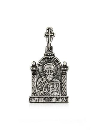 Серебряная ладанка "мыкола чудотворец" 925 проба чернна