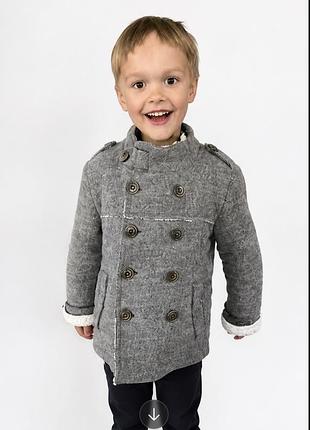 Класичне пальто для хлопчика  від zara , сіре вовняне, розмір 116-122