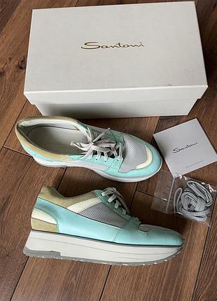 Шкіряні кросівки santoni, p. 40, італія, оригінал, нові