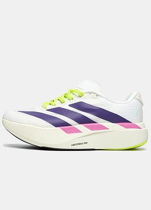 Кросівки adidas adizero evo sl «cloud white / collegiate purple / lime bur