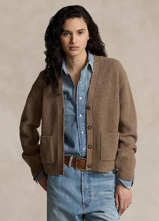 Кофта кардиган polo ralph lauren коричневий вовна кашемір,m,38