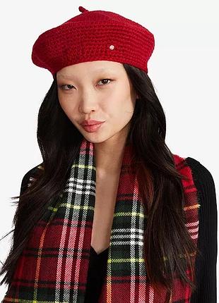 Стильний в'язаний берет steve madden chunky knit beret червоного кольору з фактурним крупним в'язанням