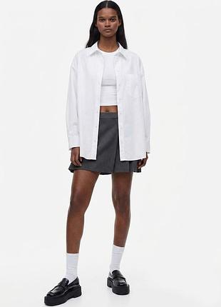 Белая хлопковая рубашка рубашка оверсайз от h&amp;m
