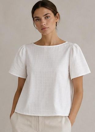 Блузка massimo dutti біла в клітинку, бавовна, розмір s