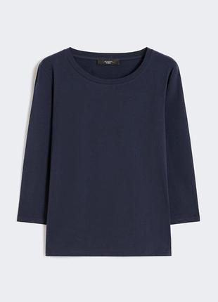 Max mara эластичная хлопковая футболка, лонгслив темно-синего цвета