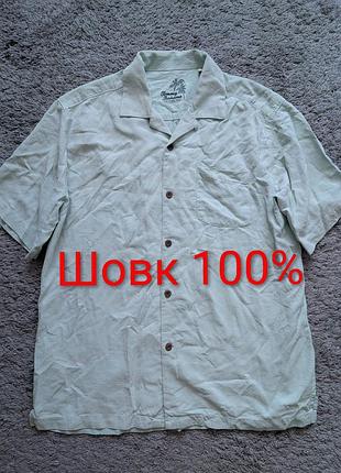 Шовкова сорочка tommy bahama в класному м'ятному кольорі, size m(може бути на l) стан ідеальний, плечі 51 підпахви 60 довжина 77