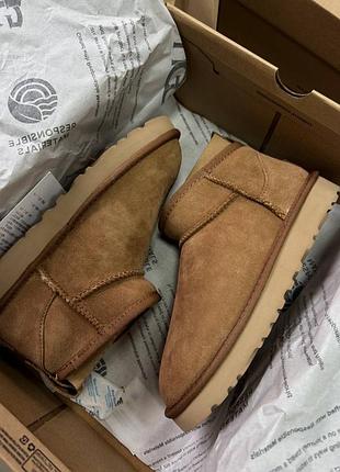 Ugg classic ultra mini chestnut стильні жіночі короткі уггі