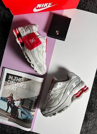 Жіночі кросівки nike x supreme shox ride 2 sp grey white red