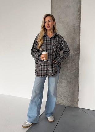 Жіноча фланелева сорочка у клітинку | 1611