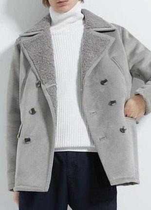 Куртка дублянка з еко хутра баранчик zara, l
