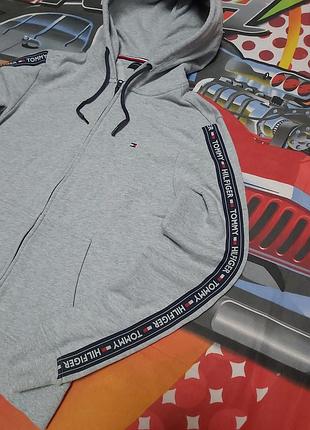 Оригінальне зіп-худі кофта tommy hilfiger logo tape,лампаси. 3