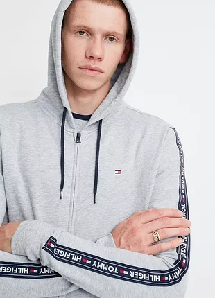 Оригінальне зіп-худі кофта tommy hilfiger logo tape,лампаси.
