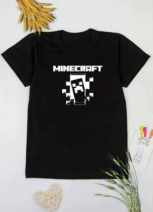Футболка minecraft: крипер, черная, хлопковая, хлопковая