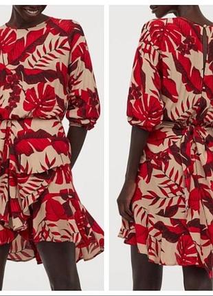 Женское платье принт пальмовые листья johanna ortiz h&m