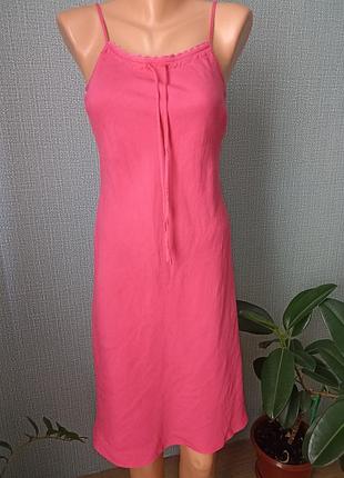 Розовый сарафан лен+вискоза, р.xs-s