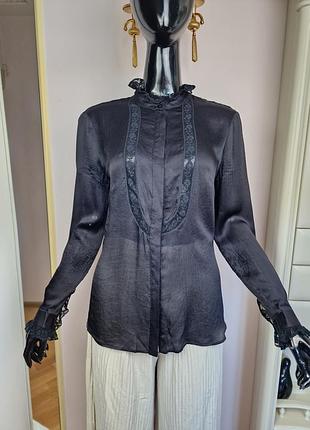 Шелковая винтажная блуза alexander mcqueen 2006 г.  (оригинал, it 44) — тёмная романтика