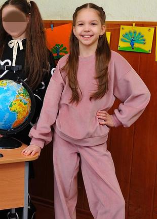 Велюровый утепленный костюм на девочку 140 см