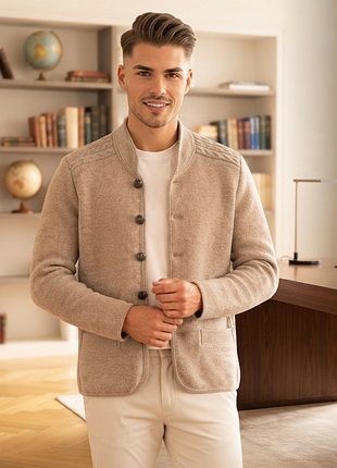 Аутентичный винтажный кардиган manfred wiesenjak 100% pure new wool - идеальное состояние