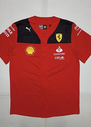 Футболка scuderia ferrari f1 team puma размер m бейсбольная рубашка carlos sainz charles leclerc формула 1 Мульон