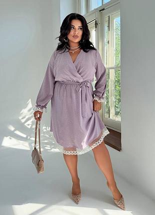 Женское нежное платье с кружевом, платье с имитацией запаха