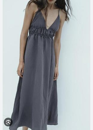 Красивый графитовый сарафан zara