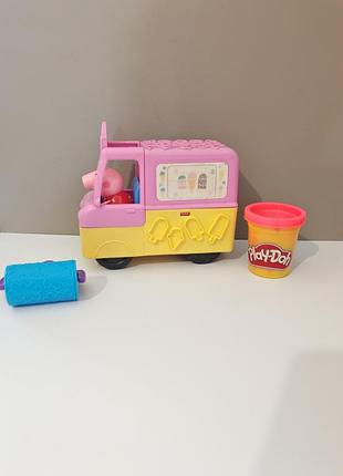 Игровой набор пеппа машинка фигурка пепа, и пластилин play-doh