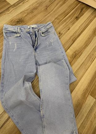 Джинси zara прямі з розрізами