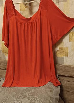 ​🧡 нова яскраво-помаранчева блуза/футболка evans plus size (uk 26/28, ua 54-58) — 95% віскоза!