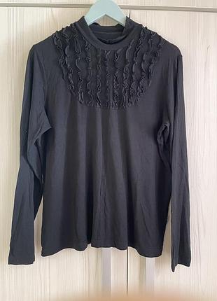 🖤 жіночий чорний лонгслів з декоративним оздобленням. розмір: xl–xxl