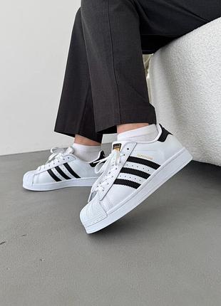 😍 женские кроссовки adidas superstar black/white