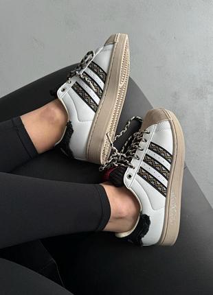 😍 женские кроссовки adidas superstar ii fringe white/beige/black