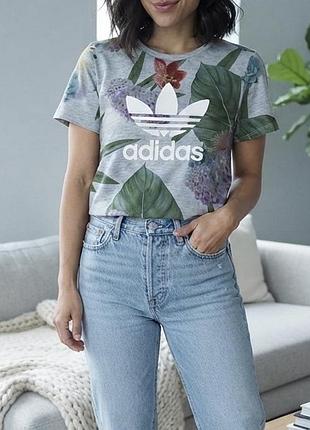 Жіноча футболка adidas originals з квітковим принтом, розмір s / m