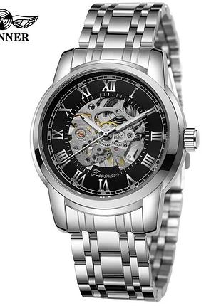 Годинник, часы forsining 8250 silver-black steel