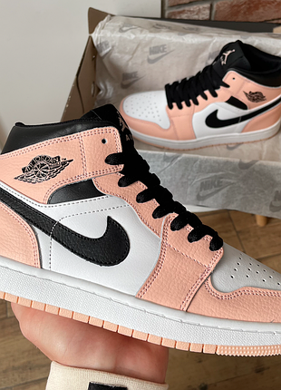 Кросівки чоловічі, кросівки жіночі, 1в1 люкс якість, шкіра, nike air jordan 1 retro mid pink quartz, juice-0346v