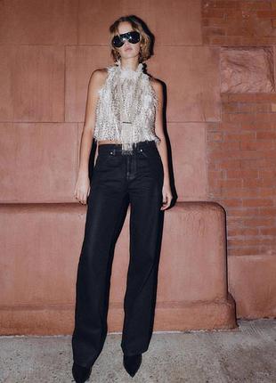 Джинси жіночі zara чорні прямі джинси 34