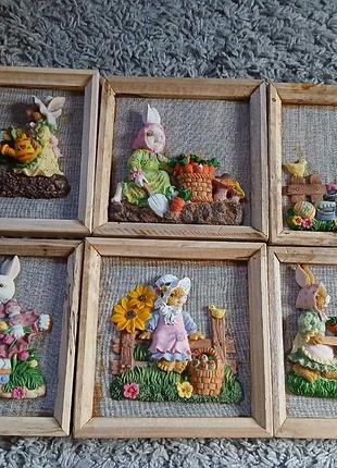 Коллаж из зайчиков 6 шт керамика 16×16см швеция