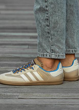 Кроссовки мужские, кроссовки женские, 1в1 люкс качество, кожа, adidas wales bonner x samba desert white, inter-1794