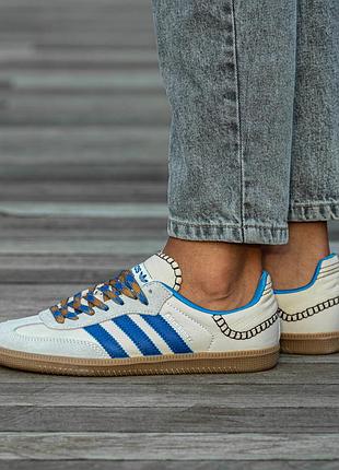 Кроссовки мужские, кроссовки женские, 1в1 люкс качество, кожа, adidas wales bonner x samba wonder clay royal blue, inter-1795