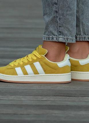 Кросівки чоловічі, кросівки жіночі, 1в1 люкс якість, шкіра, adidas campus yellow, inter-1453