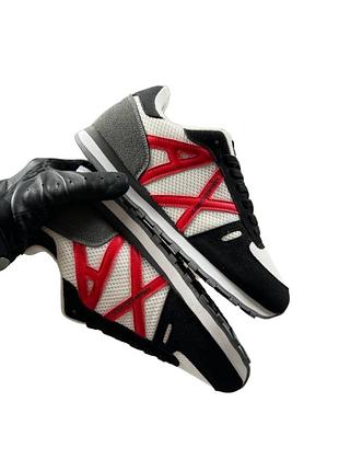 Чоловічі кросівки armani exchange black white red