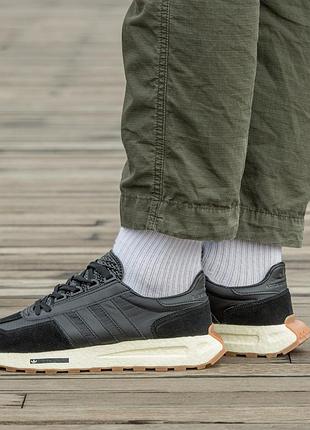 Кроссовки мужские, кроссовки женские, 1в1 люкс качество, кожа, adidas retropy e5 black beige, inter-1215