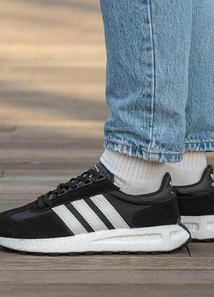 Кросівки чоловічі, кросівки жіночі, 1в1 люкс якість, шкіра, adidas retropy e5 black white, inter-1367