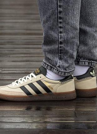Кросівки чоловічі, кросівки жіночі, 1в1 люкс якість, шкіра, adidas spezial beige black, inter-2171