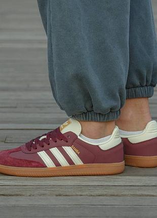 Кроссовки мужские, кроссовки женские, 1в1 люкс качество, кожа, adidas samba burgundy, inter-2863
