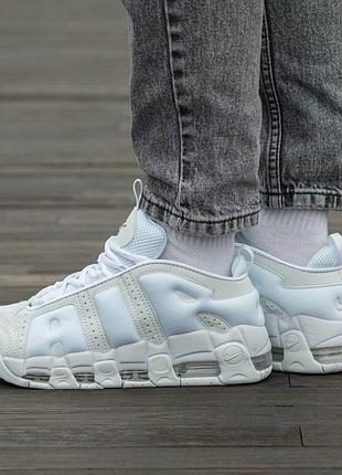 Кросівки чоловічі, кросівки жіночі, 1в1 люкс якість, шкіра, nike air more uptempo low triple white, inter-2559