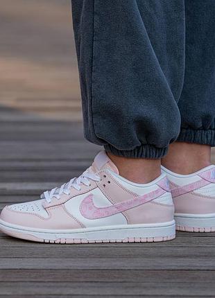 Кросівки чоловічі, кросівки жіночі, 1в1 люкс якість, шкіра, nike sb dunk white rose, inter-2092