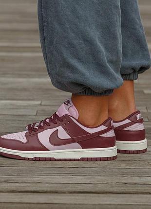 Кросівки чоловічі, кросівки жіночі, 1в1 люкс якість, шкіра, nike sb dunk low bordo pink, inter-2335
