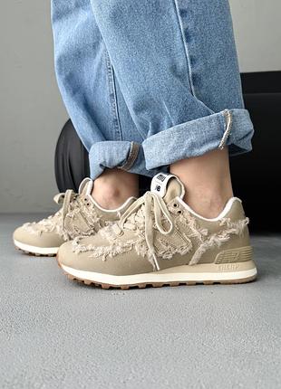 Кросівки жіночі new balance 574 x miu miu beige