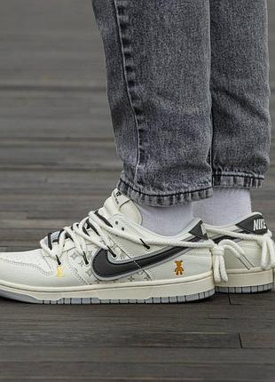 Кроссовки мужские, кроссовки женские, 1в1 люкс качество, кожа, nike sb x louis vuitton x glommy bear white black, inter-2618