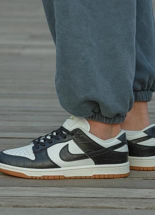Кросівки чоловічі, кросівки жіночі, 1в1 люкс якість, шкіра, nike sb dunk croc black white, inter-2678